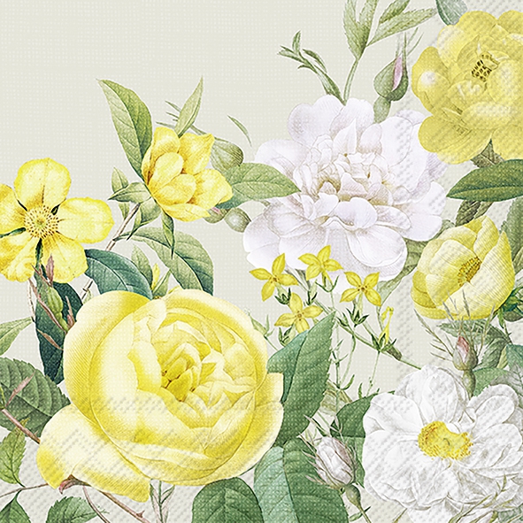 Servetel decorativ 'Yellow rose garden', 33cm