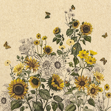 Servetel decorativ 'Sunflowers field', 33cm