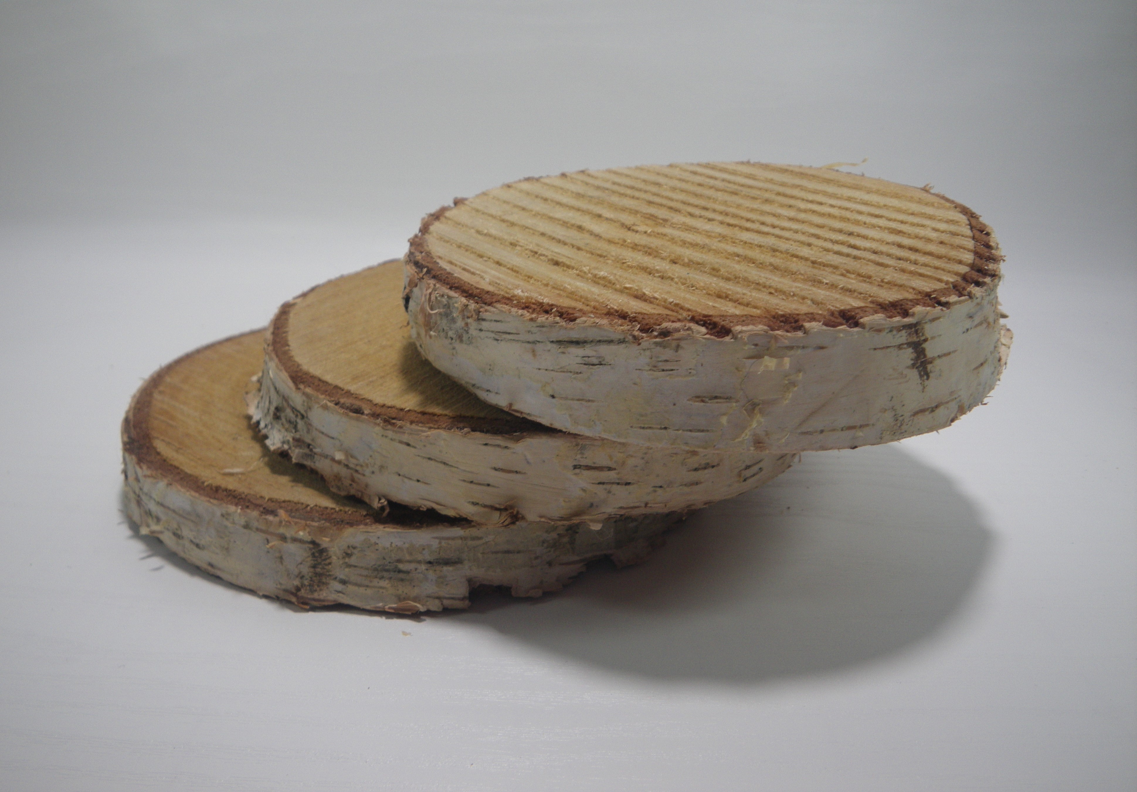 Set de 3 discuri din lemn, 12cm