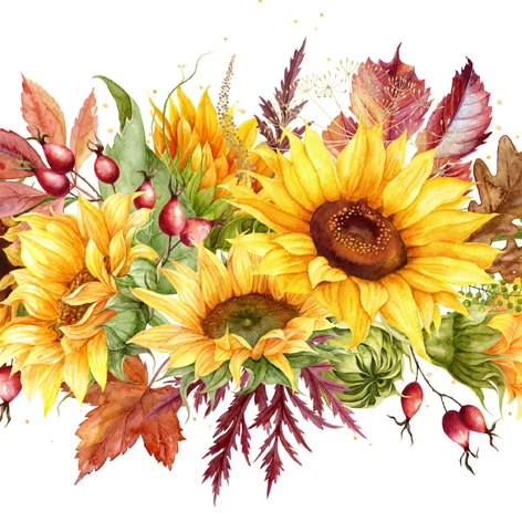 Servetel decorativ 'Girasoli autumnali', 33cm