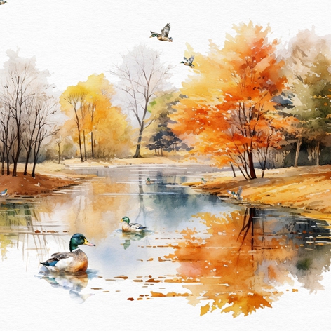 Servetel decorativ 'Autumn pond', 33cm