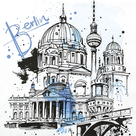 Servetel decorativ 'Berlin graphic', 33cm