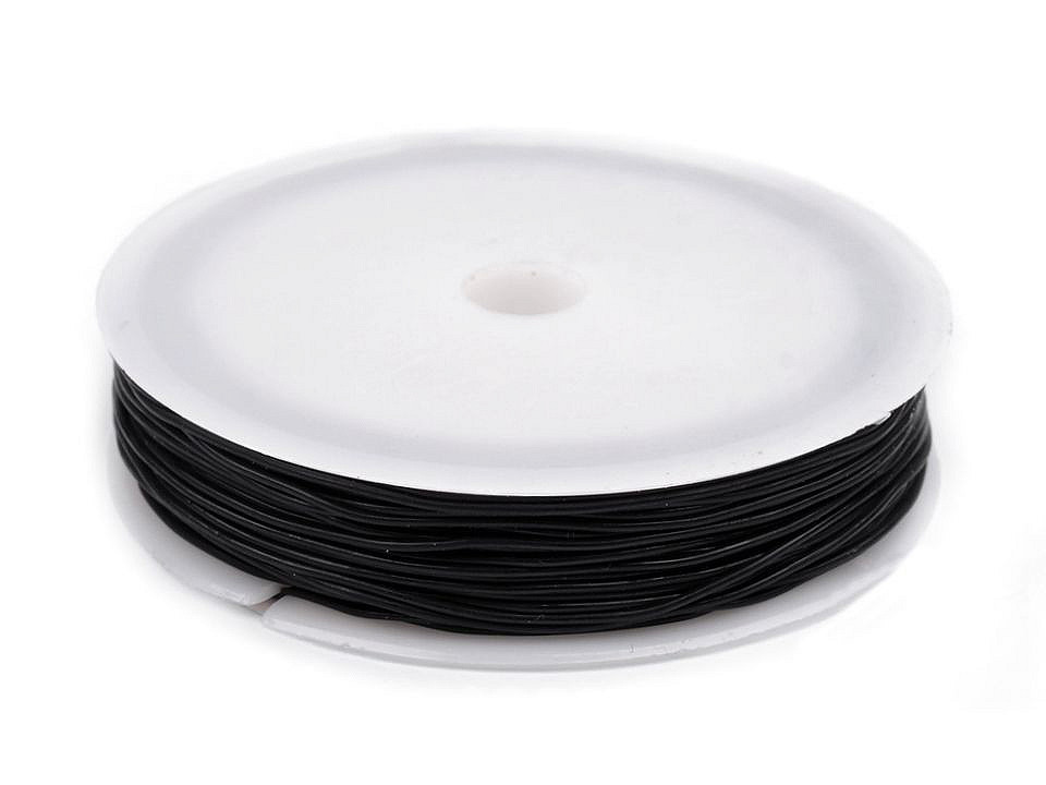 Rola cu fir elastic pentru insirat margele, negru, 0,8mm