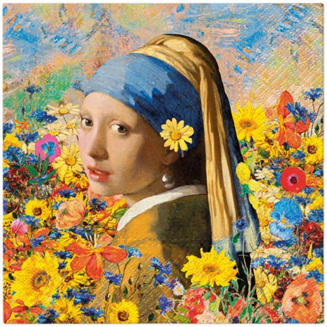 Servetel decorativ 'Vermeer floral muse', 33cm