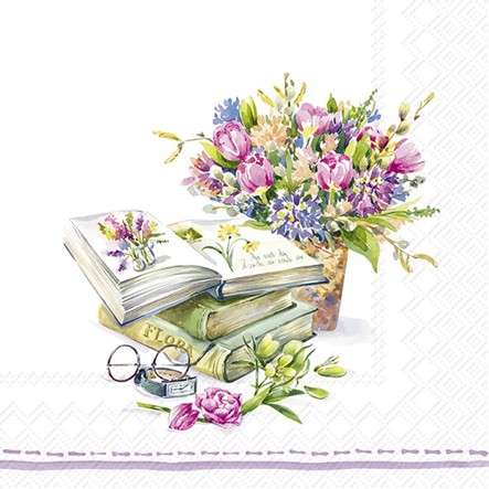 Servetel decorativ 'Book of flowers', 33cm
