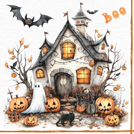 Servetel decorativ 'Boo house', 33cm