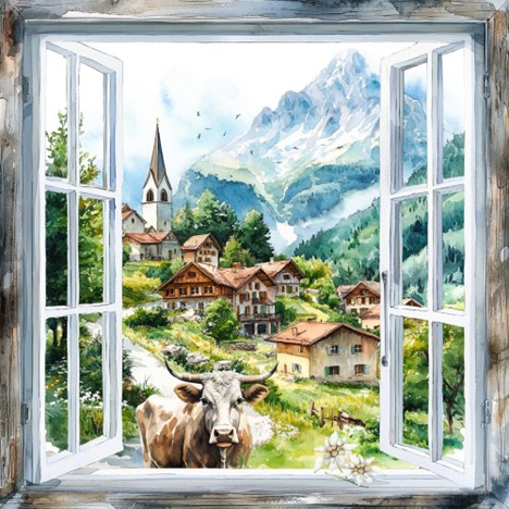 Servetel decorativ 'Mountain view', 33cm