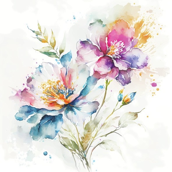 Servetel decorativ 'Pastel flowers', 33cm