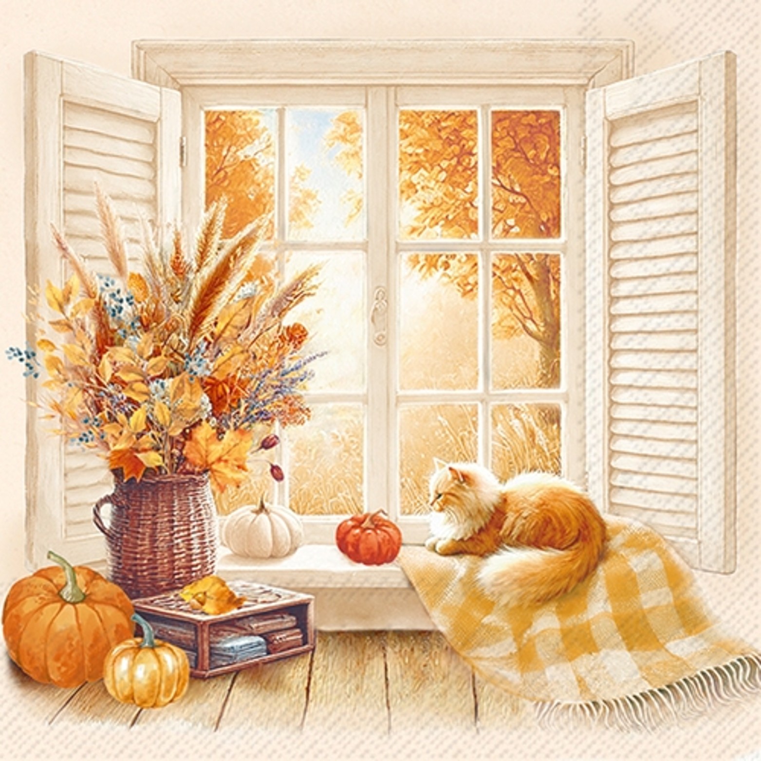 Servetel decorativ 'Autumn window', 33cm
