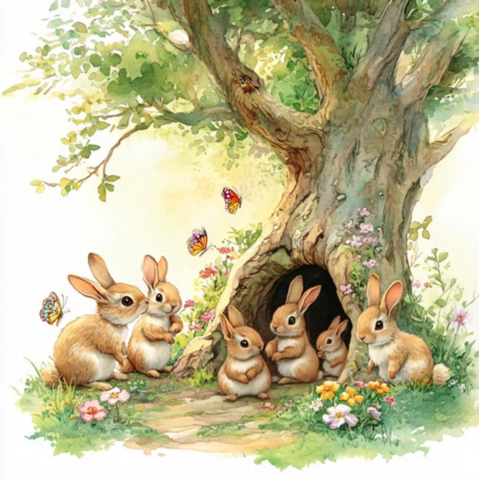 Servetel decorativ 'Rabbit family', 33cm