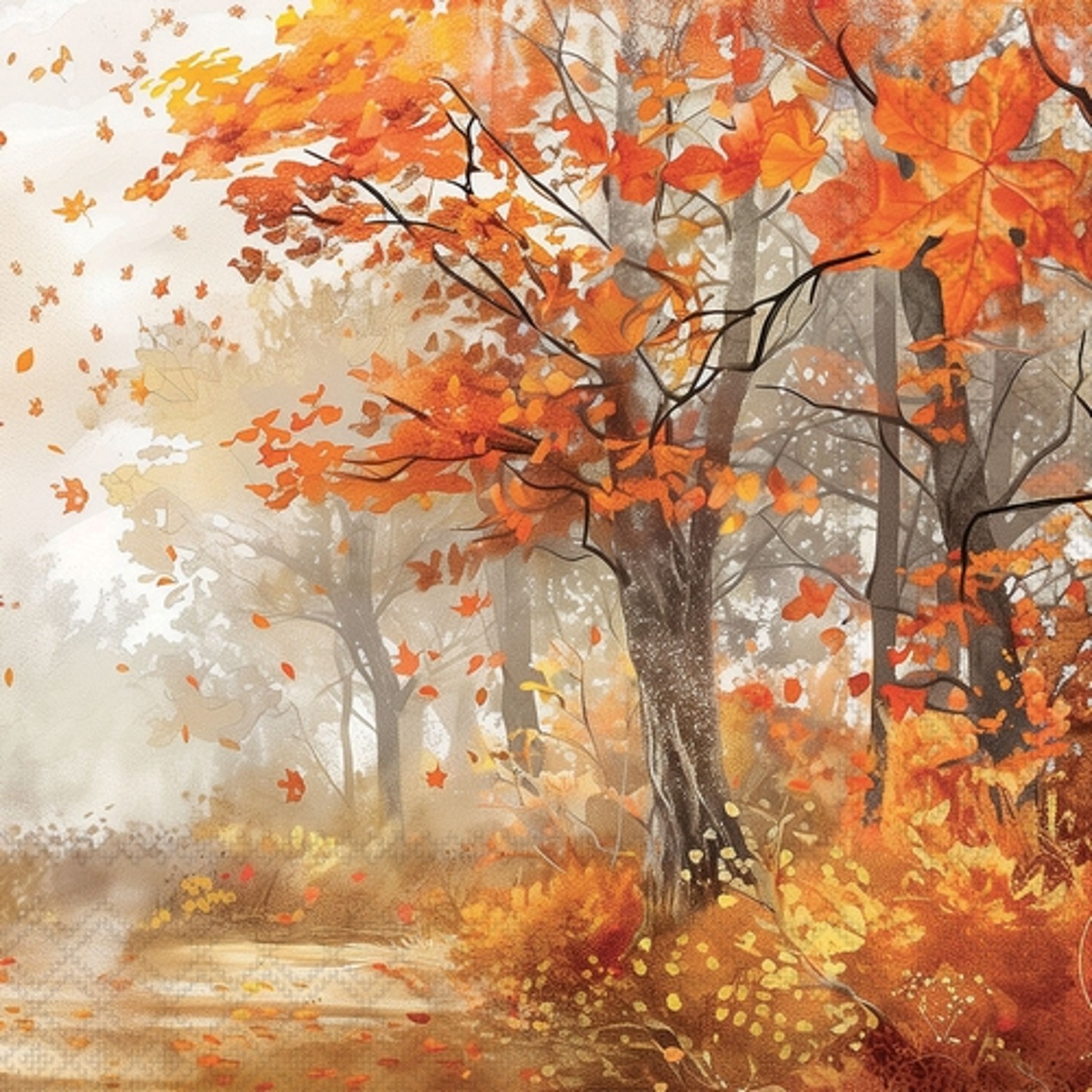 Servetel decorativ 'Autumn trees', 33cm