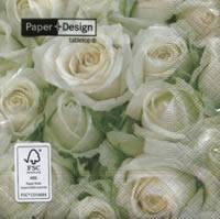 Servetel decorativ 'White roses', 25cm