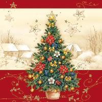 Servetel decorativ 'Decorated tree red', 25cm