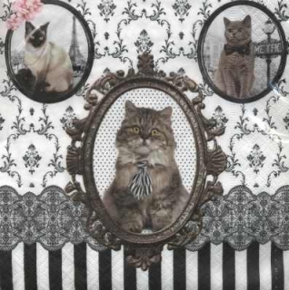 Servetel decorativ 'Barocco cats', 33cm