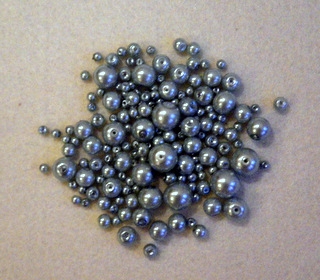 Set de margele, imitatie perla, cul.bleu-gri, 100g