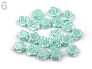 Nasture din plastic in forma de trandafir, bleu-verde, 13mm