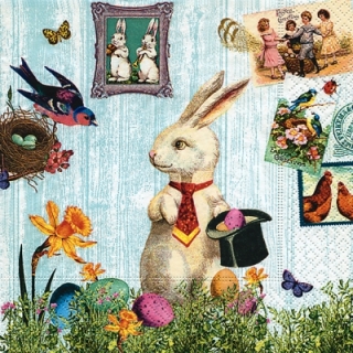 Servetel decorativ 'Magic Easter rabbit', 33cm