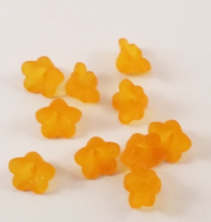 Set de 10 flori din plastic, portocaliu mat, 8*12mm