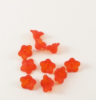 Set de 10 flori din plastic, rosu mat, 8*12mm