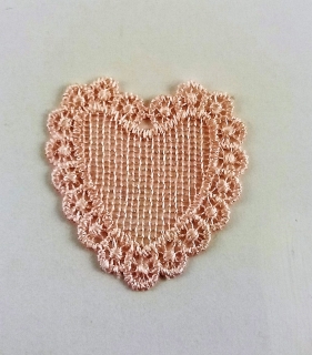 Ornament in forma de inima, brodat, cul.roz, 5cm