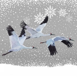 Servetel decorativ 'Snowfall cranes', 33cm