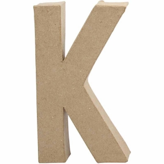 Litera 'K' 3D, din papier-mache, 20cm