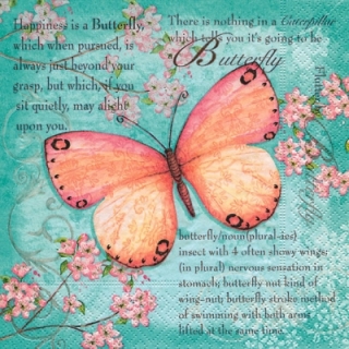 Servetel decorativ 'Butterfly poetry', 25cm