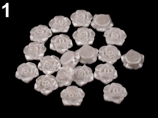 Nasture din plastic in forma de trandafir, alb, 13mm