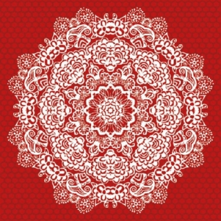 Servetel decorativ 'Lace red', 33cm