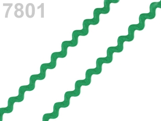 Panglica ric-rac, verde, 3mm