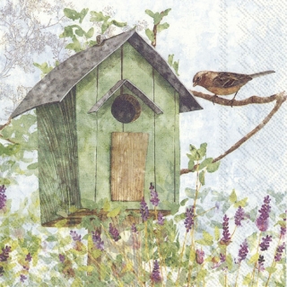 Servetel decorativ 'Green birdhouse', 33cm