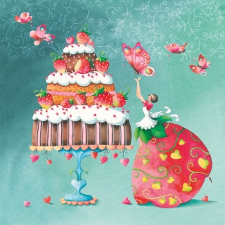 Servetel decorativ 'Strawberry cake', 33cm