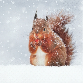 Servetel decorativ 'Snowy squirrel', 33cm