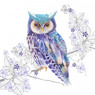 Servetel decorativ 'Blue owl', 33cm