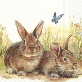 Servetel decorativ 'Playful bunnies', 25cm