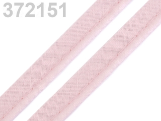 Paspoal din bumbac, cu insertie, roz-pudra, 12mm