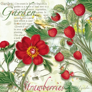 Servetel decorativ 'Strawberry garden', 33cm
