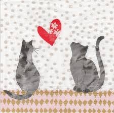 Servetel decorativ "Cats in love', 33cm