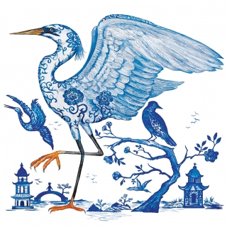 Servetel decorativ 'Egret blue', 33cm