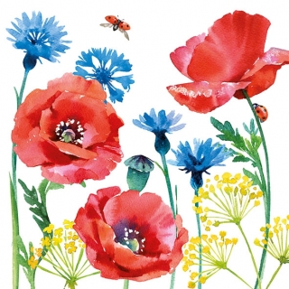 Servetel decorativ 'Cornflower and poppy', 33cm
