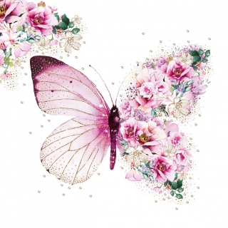 Servetel decorativ 'Butterfly flower', 33cm