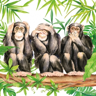 Servetel decorativ 'Three apes', 33cm