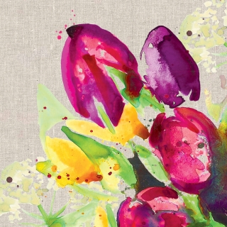 Servetel decorativ 'Painted tulips', 33cm