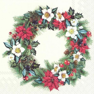 Servetel decorativ 'Christmas wreath', 33cm