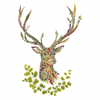 Servetel decorativ 'Green deer', 33cm