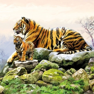 Servetel decorativ 'Tigers', 33cm