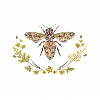 Servetel decorativ 'Green bee', 33cm
