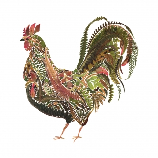 Servetel decorativ 'Green rooster', 33cm