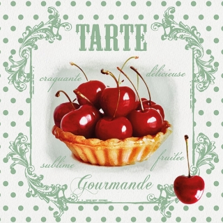 Servetel decorativ 'Tarte red cherries', 33cm