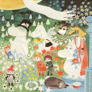 Servetel decorativ 'Moomins in a meadow', 33cm